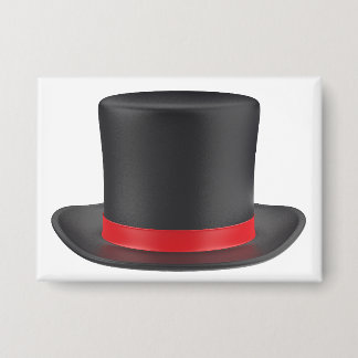 Black top hat with red ribbon button