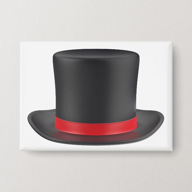 Black top hat with red ribbon button (Front)