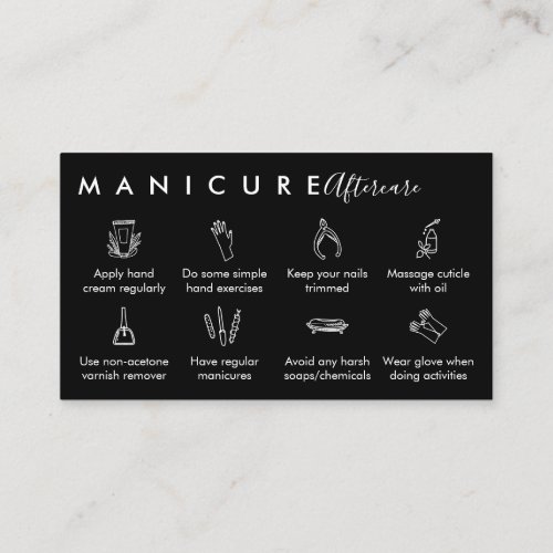 Black Top manicure aftercare tips Business Card