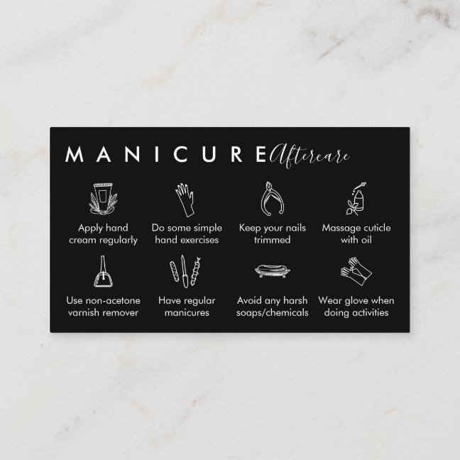 Black Top manicure aftercare tips Business Card