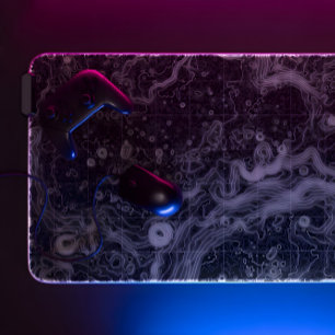 black topographic desk mat