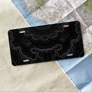 Black topography license plate