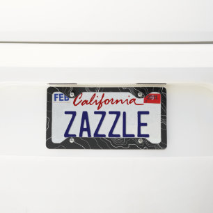 Black Topography License Plate Frame