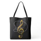 Black Tote Bag with her name & treble clef