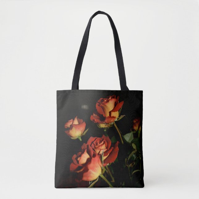 black Tote Bag with Red Roses (Front)