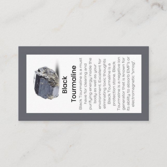 Black Tourmaline Crystal Meaning Jewelry Display  Business Card (Front)
