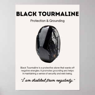Black Tourmaline Stone Crystal Meaning Poster