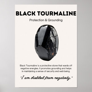 Black Tourmaline Stone Crystal Meaning Poster