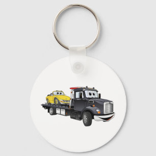 Black Tow Truck Flatbed Cartoon Keychain