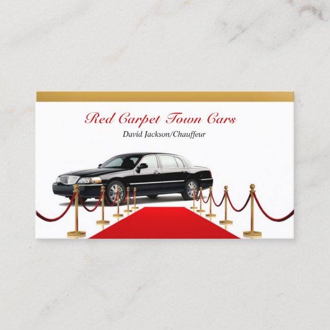 Black Town Car Driver Business Card Template  (Front)