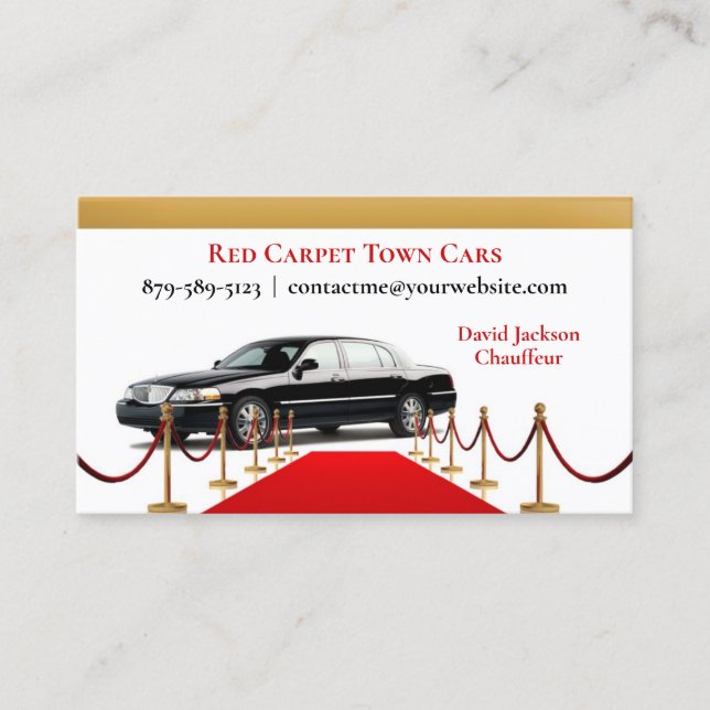 Black Town Car Driver Business Card Template (Front)