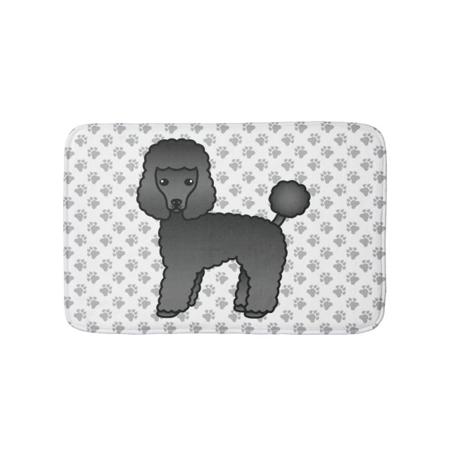 Black Toy Poodle Cute Cartoon Dog Bath Mat (Front)