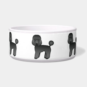 Black Toy Poodle Cute Cartoon Dog Bowl