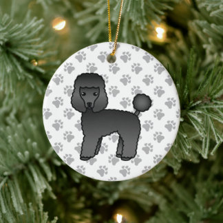 Black Toy Poodle Cute Cartoon Dog Ceramic Ornament