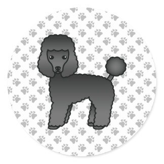 Black Toy Poodle Cute Cartoon Dog Classic Round Sticker