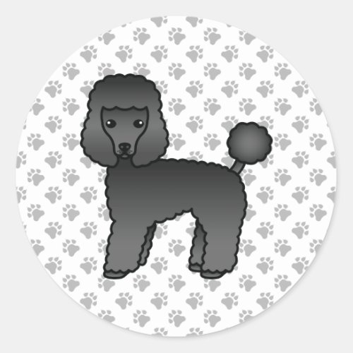 Black Toy Poodle Cute Cartoon Dog Classic Round Sticker