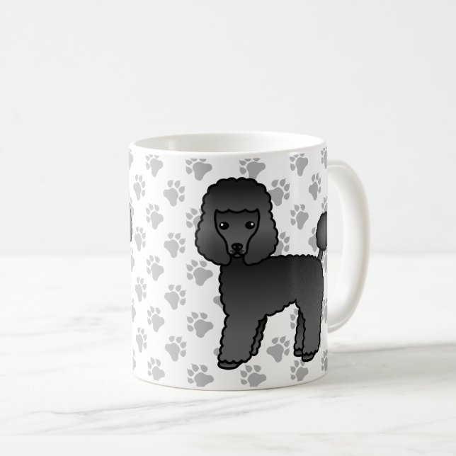 Black Toy Poodle Cute Cartoon Dog Coffee Mug (Front Right)