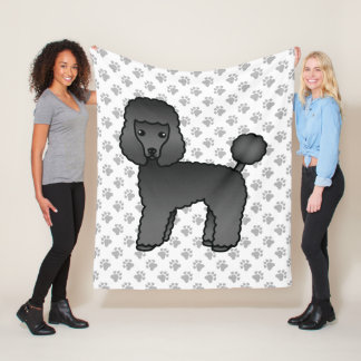 Black Toy Poodle Cute Cartoon Dog Fleece Blanket