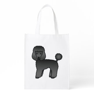 Black Toy Poodle Cute Cartoon Dog Grocery Bag