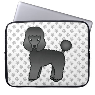 Black Toy Poodle Cute Cartoon Dog Laptop Sleeve