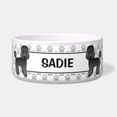 Black Toy Poodle Cute Cartoon Dog  Name Bowl