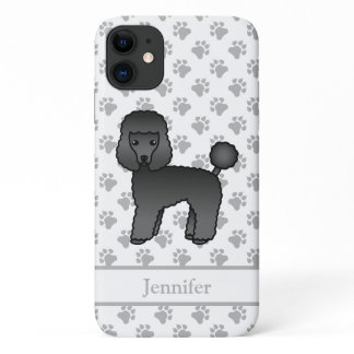 Black Toy Poodle Cute Cartoon Dog &amp; Name iPhone 11 Case