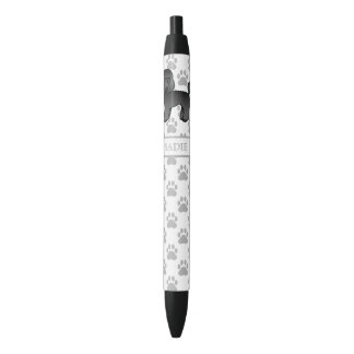 Black Toy Poodle Cute Cartoon Dog &amp; Name Pen