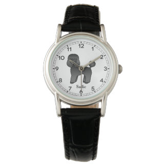 Black Toy Poodle Cute Cartoon Dog &amp; Name Watch