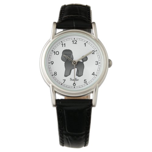 Black Toy Poodle Cute Cartoon Dog  Name Watch