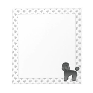 Black Toy Poodle Cute Cartoon Dog Notepad