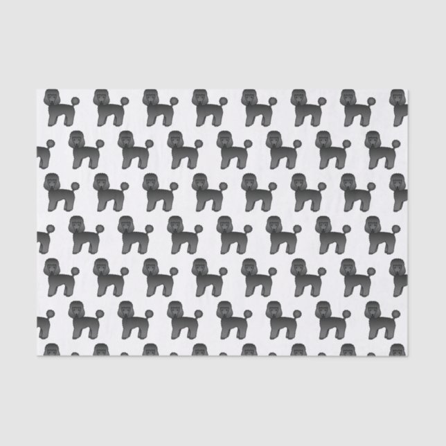 Black Toy Poodle Cute Cartoon Dog Pattern Tissue Paper (Front)
