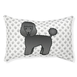 Black Toy Poodle Cute Cartoon Dog & Paws Pet Bed