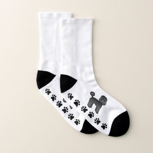 Black Toy Poodle Cute Cartoon Dog  Paws Socks