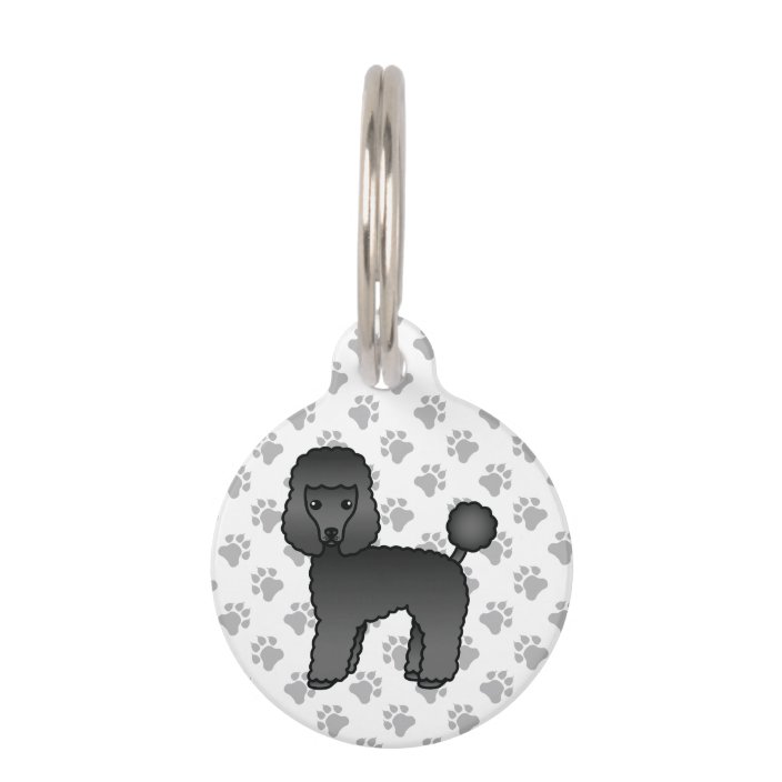 Black Toy Poodle Cute Cartoon Dog Pet S Info Pet Id Tag Zazzle Com
