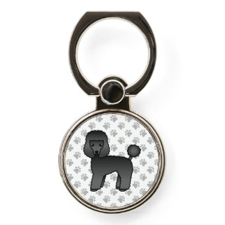 Black Toy Poodle Cute Cartoon Dog Phone Ring Stand