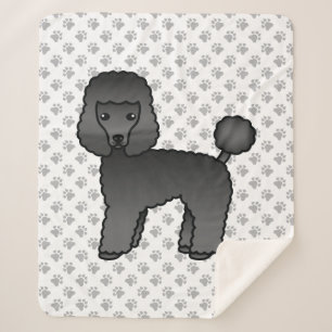 Black Toy Poodle Cute Cartoon Dog Sherpa Blanket