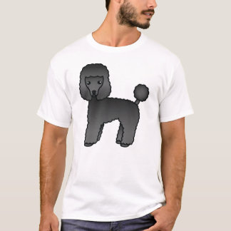 Black Toy Poodle Cute Cartoon Dog T-Shirt