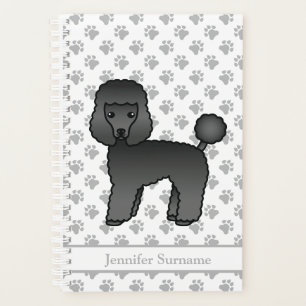 Black Toy Poodle Cute Cartoon Dog & Text Planner