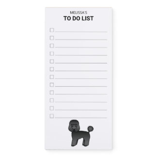 Black Toy Poodle Cute Cartoon Dog To Do List Magnetic Notepad