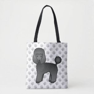 Black Toy Poodle Cute Cartoon Dog Tote Bag
