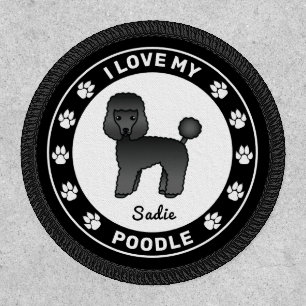 Black Toy Poodle Dog I Love My Poodle & Name Patch