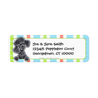 Black Toy Poodle Fun Stripes Label