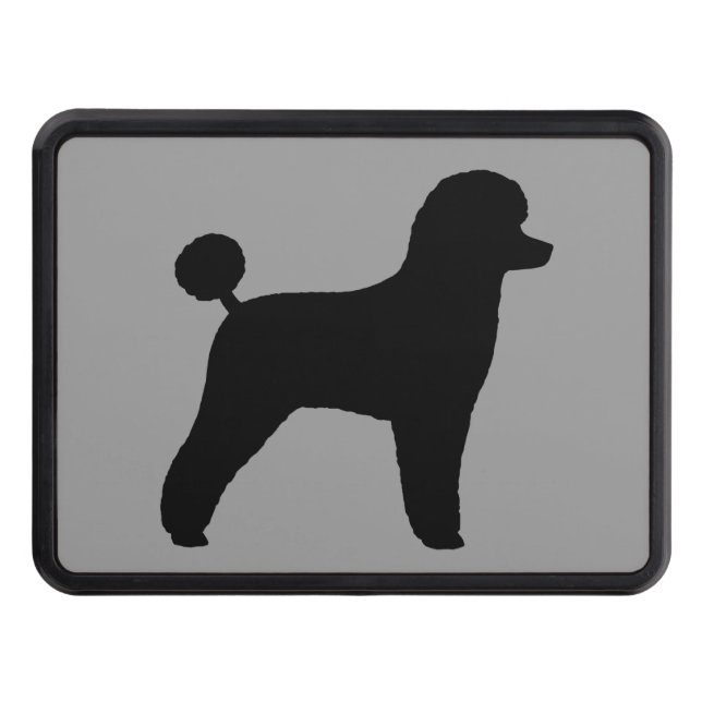 Black Toy Poodle | Pet Dog Silhouette Trailer Hitch Cover (Front)