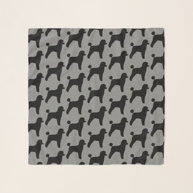 Black Toy Poodle Silhouettes Pattern Scarf (Front)