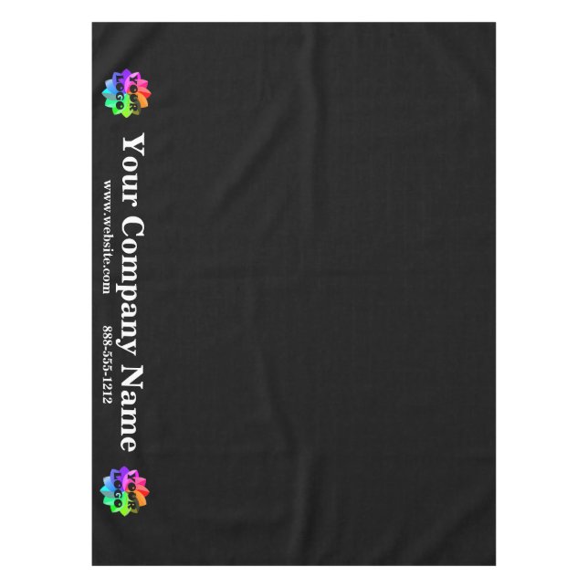 Black Trade Show Tablecloth Custom Logo Business (Front)