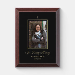 Black Traditional & Elegant Golden Photo Funeral Award Plaque