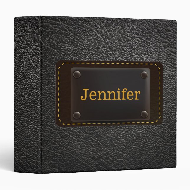 Black (traditional) Elegant Leather Look 3 Ring Binder (Front/Spine)