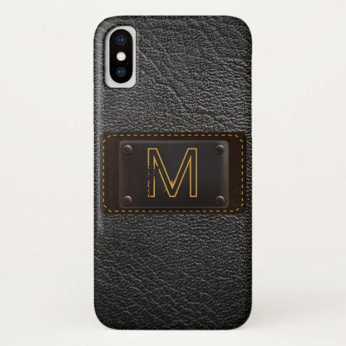 Black traditional Elegant Leather Look iPhone X Case