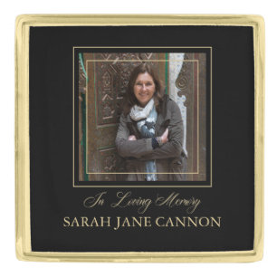 Black Traditional Gold Photo Remembering Loved One Finish Lapel Pin