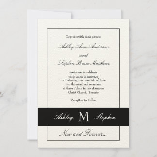 Black Traditional Wedding Invitation | Monogram